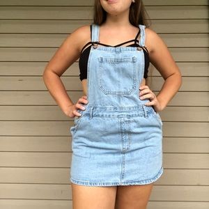 Denim overall skirt